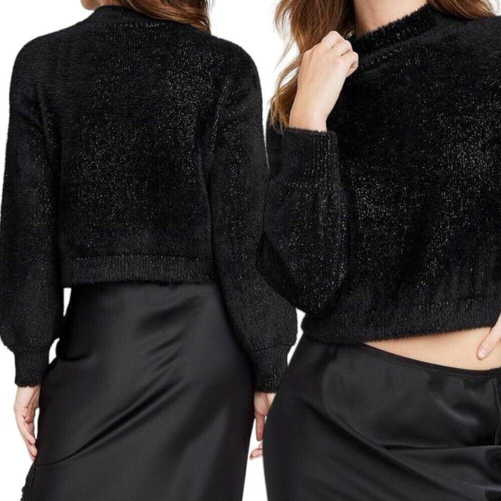 Mock Turtleneck Fuzzy Sweater Womens XXL Sparkly Holiday Party Whimsigoth Witchy